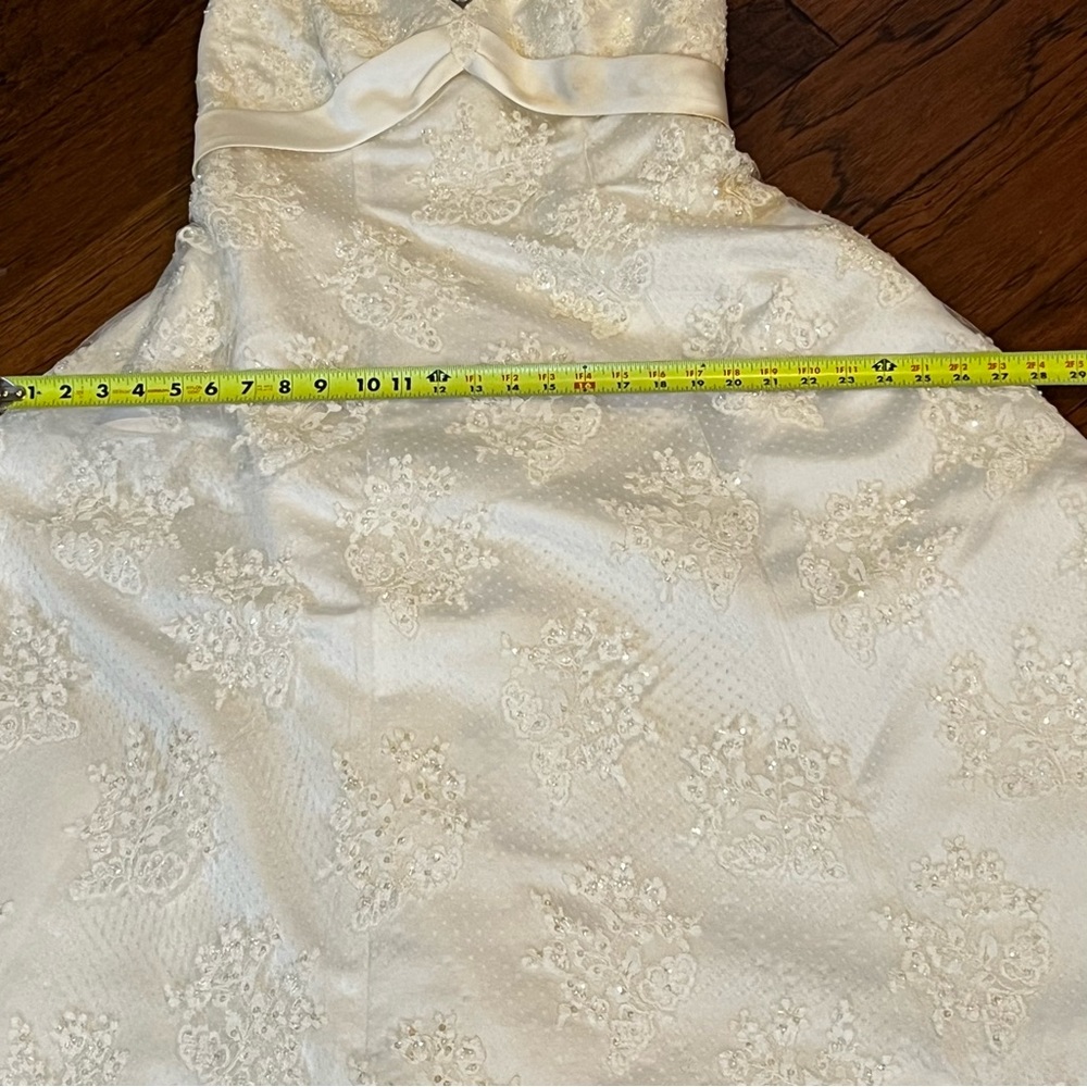 David’s Bridal Wedding Dress Size 18W Solid Ivory Lace Beaded Strapless 9T9211 - Picture 14 of 16